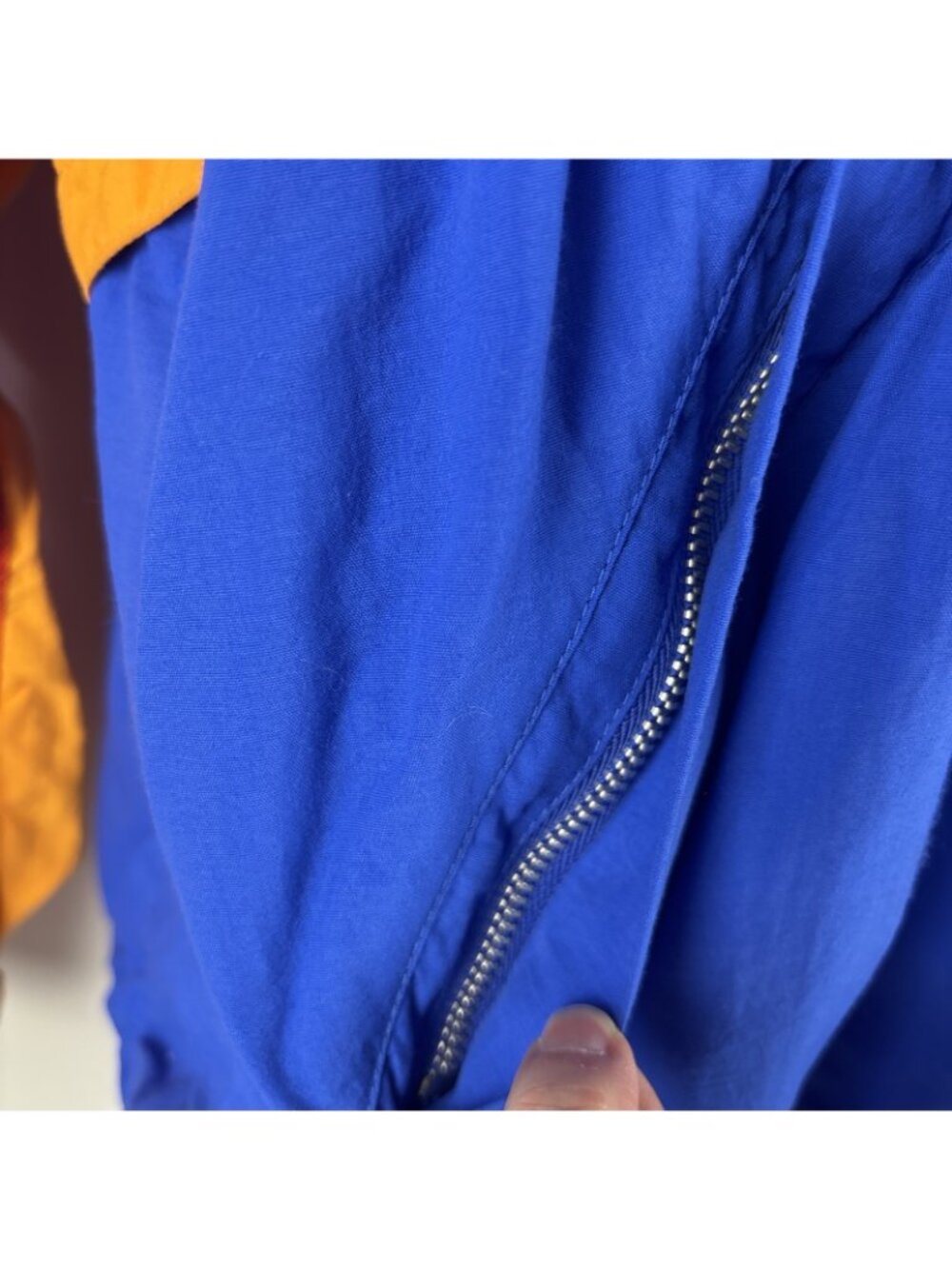 Vtg Liz Sport Windbreaker Jacket Large 80s Packable Hood Bright Color block - Picture 2 of 7